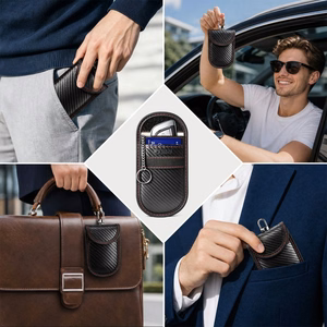 „Tech-Protect KLR100“ automobilio rakto dėklas su RFID apsauga ir kortelių skyreliais – juodas su raudona spalva
