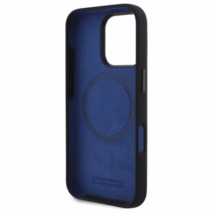 BMW silikoninis šešiakampis mėlyna linija Magnetinis dėklas telefonui iPhone 16 Pro - juodas