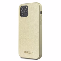 Guess GUHCP12LIGLGO iPhone 12 Pro Max 6.7" auksinis/auksinis kietas dėklas Iridescent