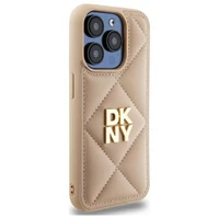DKNY Quilted Stack Logo dėklas telefonui iPhone 15 Pro Max - smėlio spalvos