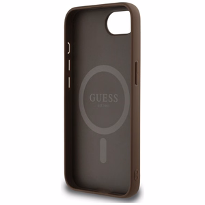 Guess 4G Circle Classic Logo Magnetinis dėklas telefonui iPhone 16e - ruda