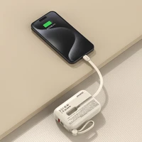 Išorinė baterija Dudao K14 10000mAh su USB-C / Lightning laidais (smėlinė)