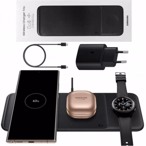 Belaidis įkroviklis Samsung Trio EP-P6300TWEGEU baltas 25W (su įkrovikliu ir laidu) / 100% originalus /