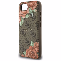 Guess 4G Flowers Print Magnetinis dėklas telefonui iPhone 16e - rudas