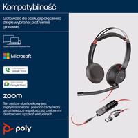 HP Poly „Poly Blackwire 5220 Stereo“ „USB-C“ ausinės + 3,5 mm kištukas + „USB-C/A“ adapteris