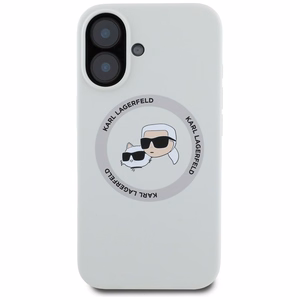 Karl Lagerfeld Silikoninis Double Heads And Circle Magnetinis dėklas telefonui iPhone 16 smėlio spalvos