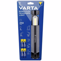 VARTA LED darbinis teleskopinis žibintas 250lm 18646 + 4 vnt. baterijų R6 (AA) 2100mAh