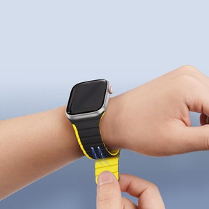 Магнитный ремешок для Apple Watch SE, 9, 8, 7, 6, 5, 4, 3, 2, 1 (41, 40, 38 mm) Dux Ducis (LD Version) - чёрно-жёлтый