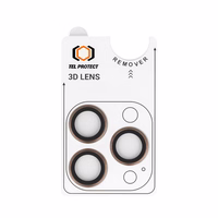 Grūdintas stiklas Tel Protect 3D objektyvo apsaugai ant kameros iPhone 15 Pro/15 Pro Max titano spalva (lęšiai 3 vnt.)