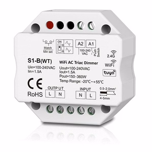 S1-B(WT) vieno kanalo 230V valdiklis, TRIAC, Push-Dimm, Tuya, Wi-Fi