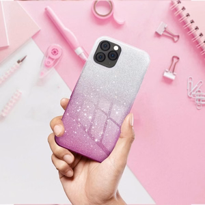 SHINING Dėklas telefonui IPHONE 15 Pro skaidrus rožinis