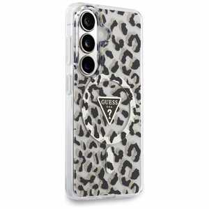 Guess dėklas IML Leopard Print Triangle MagSafe for Samsung Galaxy S26 juodas