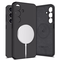 Tech-Protect skystojo silikono magnetinis MagSafe dėklas telefonui Samsung Galaxy S25 - juodas