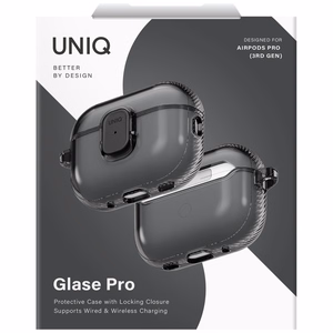 Uniq Glase Pro deklas AirPods Pro 3 Lock deklas - skaidrus juodas