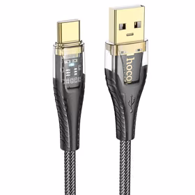 Kabelis USB A į USB C Hoco 2,4A 1,2 m U121 juodas permatomas