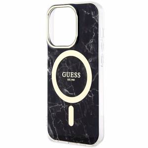 Guess GUHMP14LPCUMAK iPhone 14 Pro 6.1" juodas/juodas kietas dėklas Marble Magnetinis