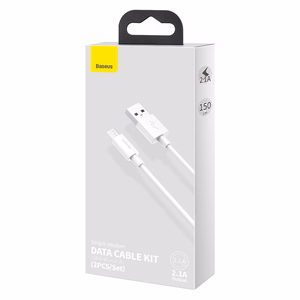 Набор кабелей Baseus Simple Wisdom Data Cable Kit USB на Micro 2.1A (2 шт./комплект) 1.5м белый