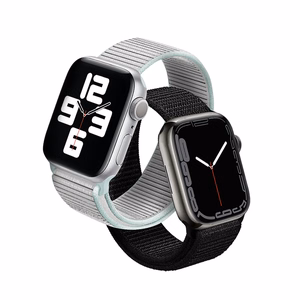 Crong Nylon Reflex Sport dirželis, skirtas Apple Watch 44 / 45 / 46 / 49 mm, juodas