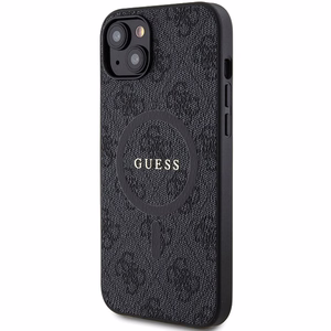 Dėklas Guess PU Leather 4G Colored Ring MagSafe Apple iPhone 15 juodas