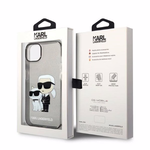 Karl Lagerfeld blizgus Karl&Choupette dėklas telefonui iPhone 14 Plus - juodas