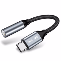 Beline Adapteris USB-C/Jack 3,5mm pilkas DAC Samsung/iPhone 15