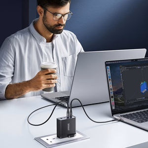 GaN įkroviklis JK Joyroom JR-TCG05UK 140W 3x USB-C USB-A + USB-C / USB-C kabelis 240W 1,2 m