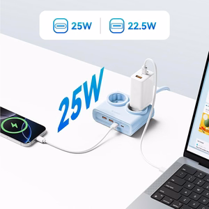 Orico PDC25 25W 6in1 maitinimo blokas 2x AC + 2x USB-A + 2x USB-C - mėlynas
