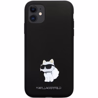 Karl Lagerfeld KLHCN61SMHCNPK dėklas telefonui iPhone 11 / Xr - juodas silikoninis C metalinis kaištis