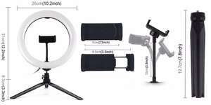 LED žiedine lempa 26cm, su trikoju stovu 8.3cm, USB