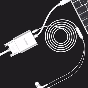 Orico PTAV adapteris USB-C–VGA ir 3,5 mm, „Full HD“, 0,15 m – sidabro spalvos