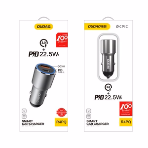 Dudao automobilinis įkroviklis USB / USB Type C Power Delivery Quick Charge 22.5 W - pilkas (R4PQ)