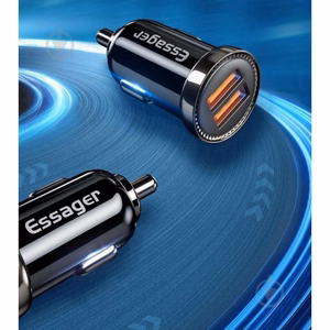 Automobilinis įkroviklis Essager Turbo Dual Mėlynas 18W (2xQC3.0)