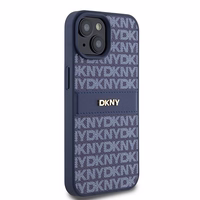 DKNY Odinis mono juosta ir metalinis logotipas dėklas telefonui iPhone 15 / 14 / 13 - mėlynas