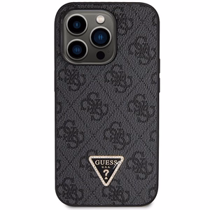 Guess GUHCP14LP4TDSCPK dėklas iPhone 14 Pro - juodas kryžminis 4G metalinis logotipas