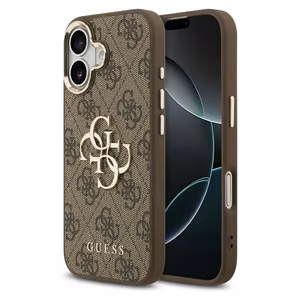 Guess 4G Big 4G Classic Logo dėklas telefonui, skirtas iPhone 17 – rudos ir auksinės spalvos