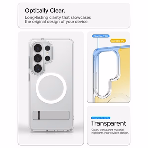 Spigen Ultra Hybrid S Mag MagSafe dėklas skirtas Samsung Galaxy S26 Ultra - skaidrus ir baltas