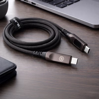 Blavec Laidas Lumix pintas - Typ C na Typ C - PD 240W 5A LED display 1,2 metra Apple CarPlay/Android Auto (CLU-CC5BG12) juodas-pilkas