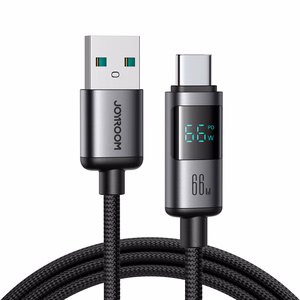 Joyroom S-A16 Pro Prism serijos 66W USB-A - USB-C kabelis su ekranu 1,2 m - juodas