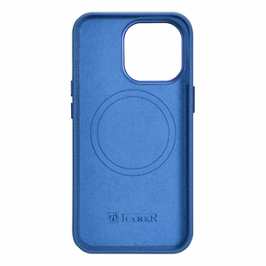 iCarer Litchi Premium odinis dėklas iPhone 14 Pro Max Magnetinis odinis dėklas su MagSafe Šviesiai mėlynas (WMI14220712-LB)
