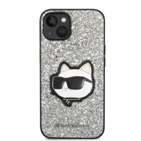 Karl Lagerfeld KLHCP14MG2CPS iPhone 14 Plus 6.7" kietasis dėklas sidabrinis/sidabrinis Blizgus Choupette Patch