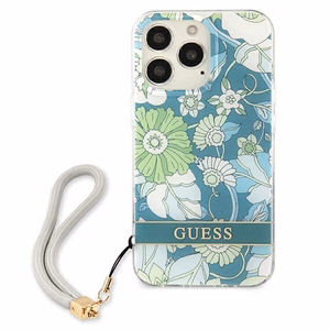 Guess GUHCP13XHFLSN iPhone 13 Pro Max 6.7" žalias kietasis dėklas su gėlių dirželiu