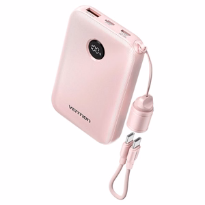 Vention 10000 mAh išorinis akumuliatorius 2xUSB-C 1xUSB-A 22,5 W, rožinis
