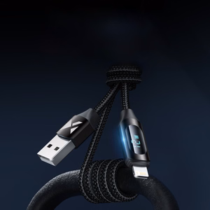 USB-A - Lightning kabelis Wozinsky WUALC2 su LED ekranu 2.4A 2m - juodas