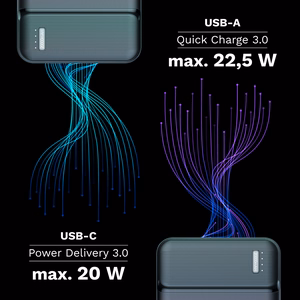 Kruger&Matz 20 000 mAh Li-pol išorinė baterija su QC ir PD