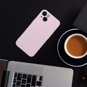 SILICONE MAG DĖKLAS (didelė skylė) suderinamas su MagSafe IPHONE 17 Pro Max rožinė