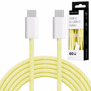 Krüger&Matz Basic USB-C–USB-C laidas, 60 W, 1 m, geltonas