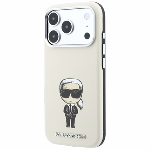Karl Lagerfeld Smooth Ikonik Sketch MagSafe dėklas, skirtas iPhone 18 Pro / 17 Pro – smėlio spalvos