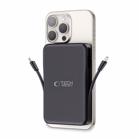 Tech-Protect LifeMag PB31 išorinė baterija su MagSafe 10000mAh 15W USB-C / USB-A / įmontuotu USB-C / Lightning kabeliais - juoda