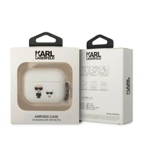 Karl Lagerfeld KLACAPSILKCW AirPods Pro dėklas baltas/baltas Silikoninis Karl & Choupette