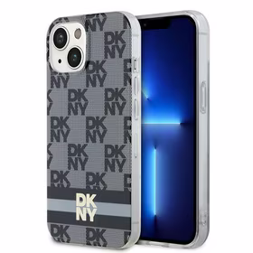 DKNY IML languotas mono raštas ir margintos juostos magnetinis dėklas telefonui iPhone 15/14/13 - juodas